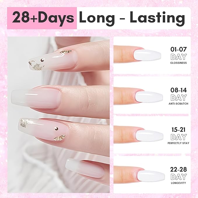 Makartt Poly Nail Gel - Milky White 50ML Gel Builder for Natural-Looking Nail Strengthener 3D Diy Hard Gel Manicures Nail Art At Home-Wips of White