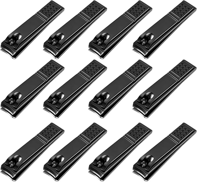 Yaomiao 12 Pieces Nail Clipper Set Stainless Steel Nail Cutter Fingernails and Toenail Clipper Cutter for Women Men (Black)