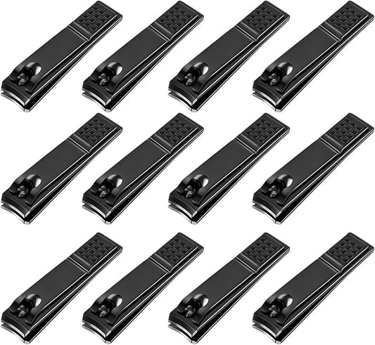 Yaomiao 12 Pieces Nail Clipper Set Stainless Steel Nail Cutter Fingernails and Toenail Clipper Cutter for Women Men (Black)
