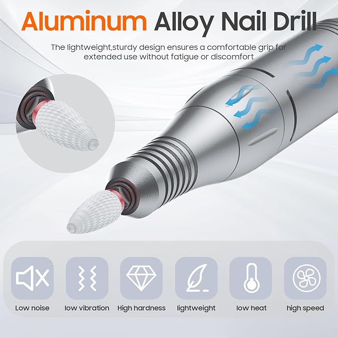 Professional Nail Drill 35000 RPM,SONGMIN Portable Cordless Efile with Bits Kit for Acrylic Nails Gel Polishing Removing,Rechargeable Electric Nail File Machine for Manicure,Pedicure Salon Home,Blue