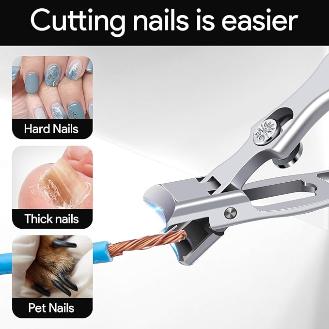 Lux German Grip Nail Clippers for Men Women, Colorful Professional Stainless Steel Heavy Duty Sharp Toe Nail Clippers Set for Seniors Nail Cutter, Nail Clippers Kit for Thick Curved Ingrown Toenails