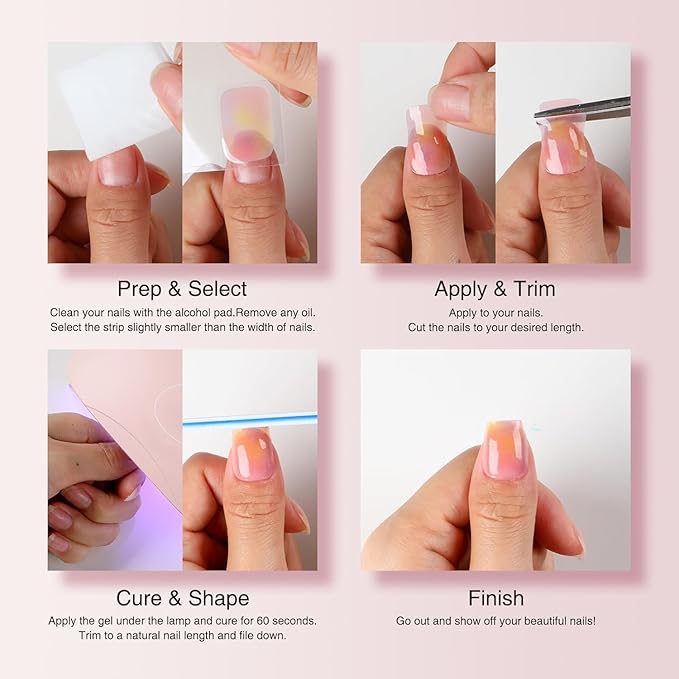Semi Cured Gel Nail Strips - 30PCS Spring Stickers for UV Light, Long-Lasting Wraps, Salon-Quality Semi Cured Nail Stickers, 2 Weeks Wear, Easy DIY Gel Manicure-Lush Lime