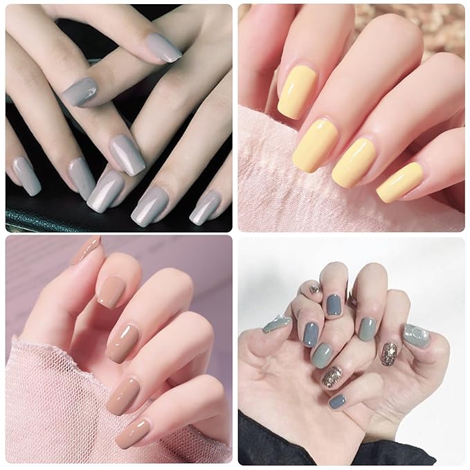WOKOTO 20 Sheets Self-Adhesive Nail Polish Stickers with 1pcs Nail File Full Nail Wraps Nail Art Stickers Gray Series Gel Nail Strips Kit for Girls Women Stick On Nails Polish Strips for Nails