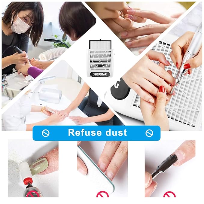 XBERSTAR Nail Dust Collector Filters Screen with 2Pcs Replacement for Nail Dust Vacuum Machine
