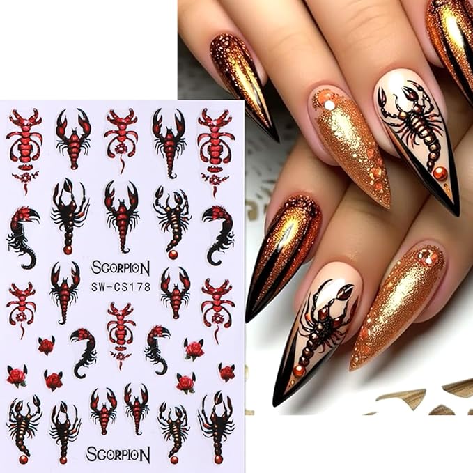 Halloween Nail Stickers, 3D Self-Adhesive Cute Ghost Nail Art Decals, DIY Holiday Nail Decoration Supplies Charms for Women and Girls, Autumn Nail Art, 6 Sheets