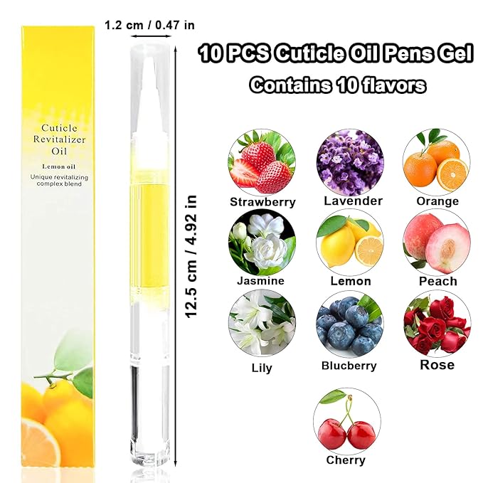 10 PCS Cuticle Oil Pen,Nail Oil Cuticle Pens for Nails Moist and Treatment,10 Fruit Plant Fragrance Cuticle Repair Oil Pen for Nail Care,Nail Cuticle Oil Pen Nourishment Polish with Vitamins