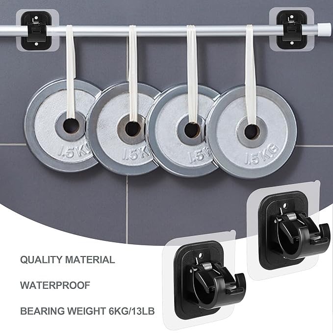 10PCS Self Adhesive Curtain Rod Holders No Drill Curtain Rods Brackets No Drilling Nail Free Adjustable Curtain Rod Hooks Curtain Hangers for Bathroom Kitchen Home Bathroom Hotel(Black)