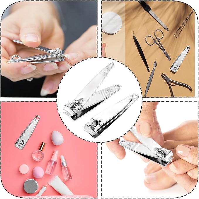 100 Pieces Nail Clippers Bulk for Men Women Adult, Ultra Sharp Stainless Steel Fingernail & Toenail Clippers Set, Flat Portable Travel Fingernails Sturdy Trimmer Pointed Pedicure Manicure Care Tool