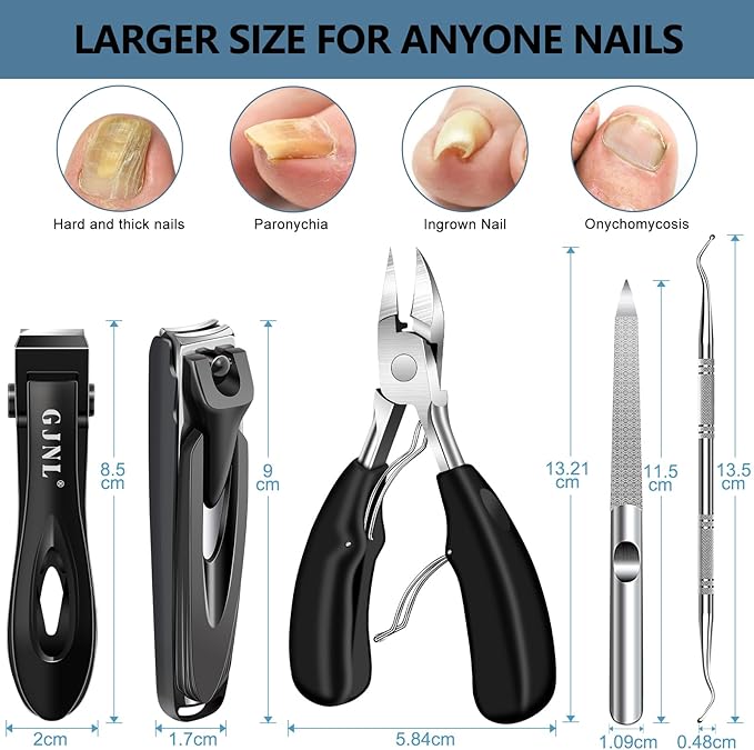 Toenail Clippers for Seniors Thick Nails - Stocking Stuffers Gifts for Men 17mm & 37mm Wide Jaw Nail Clippers, No Splash Nail Clippers w Catcher for Women