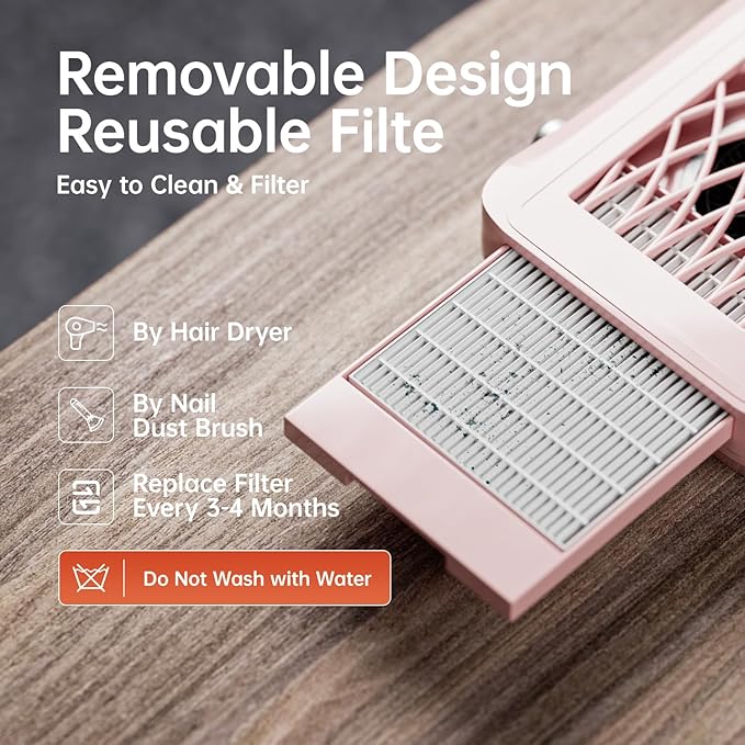 Dust Collector Nail Tech ，Nail Fan Dust Collector with 4 Speeds, Reusable & Disposable Filters, Nail Vacuum Dust Collector for Acrylic Nails, Salon & Home Use