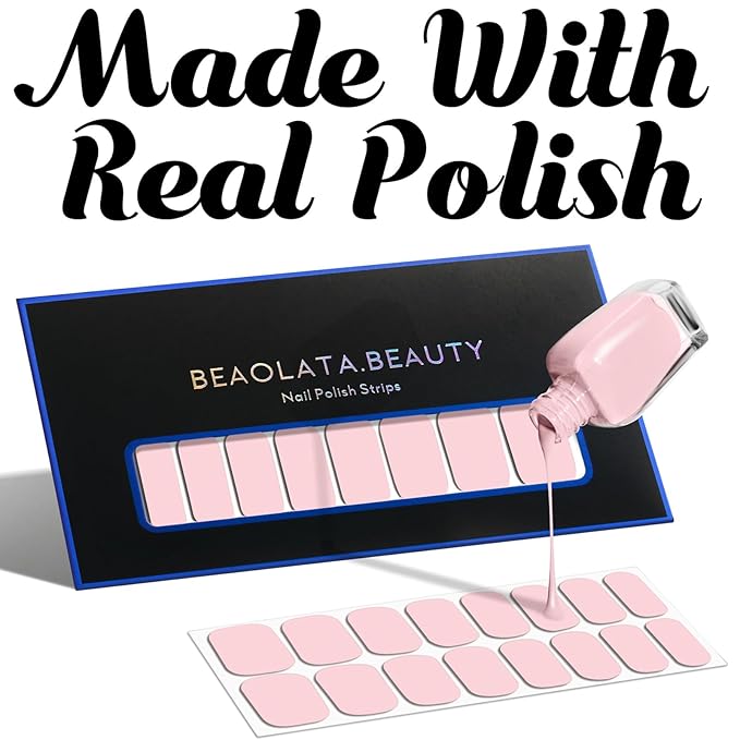 Nail Polish Strips, 32PCS Salon Quality Wraps, Long Lasting Gel Nail Stickers for Women Easy Apply& Remove (Black)
