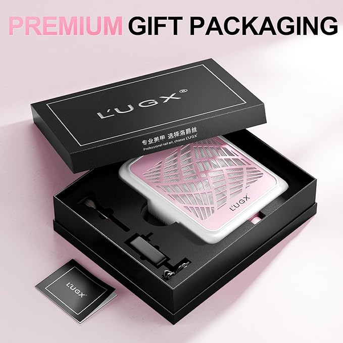 L'UGX Professional Nail Dust Collector with 2 Reusable Filter, 650 PA Dust Collector for Nails Fan Extractor Powerful Suction Vacuum Dust Collector Nail Tech, Perfect for Home Salon Use