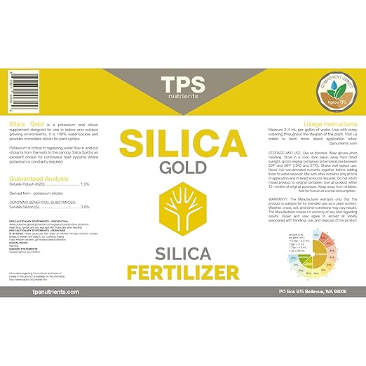 TPS NUTRIENTS Silica Gold Plant Strength Nutrient and Supplement with Bioavailable Silicon 1 Quart (32 oz)