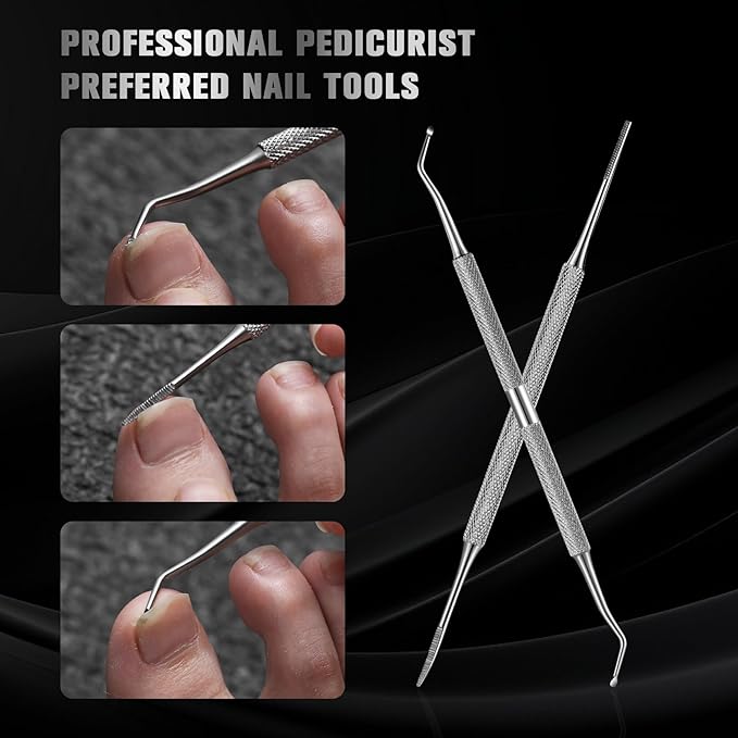 FERYES 4PCS Ingrown Toenail Kit – Toenail Clippers for Thick and Ingrown Toenails, Toe Nail Clipper with Thick Toenail File and Toenail Lifter - Complete Toenail Care Set for Men and Women, Silver