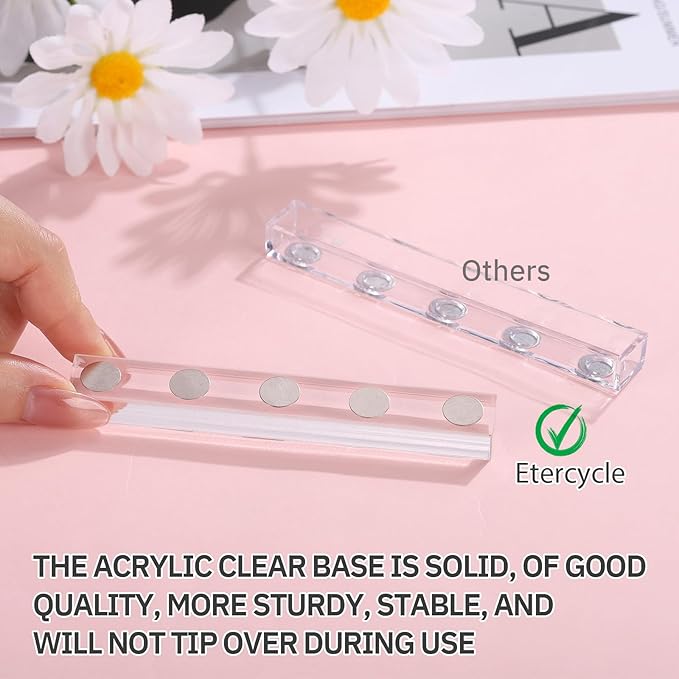 Etercycle Nail Stand for Press On Acrylic Nails Art Display Stand Nail Holder for Painting Magnetic Nails Stand with Double-sided Tape for Home DIY Salon Supplie (Clear)
