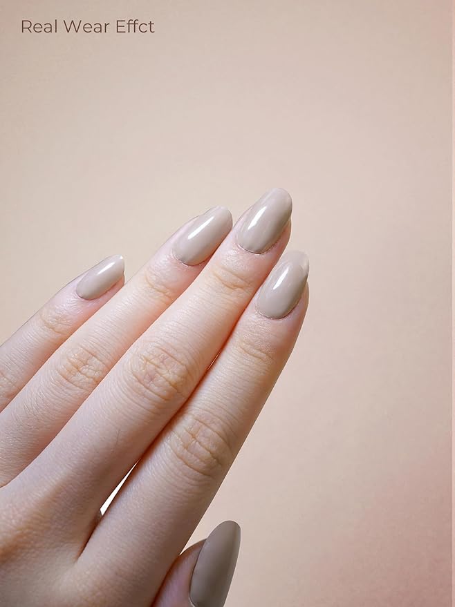 Pre Cured Gel Nail Strips - 44PCS Salon Quality Gel Nail Stickers - Long Lasting Polish Wraps for Women no UV Light Needed Easy Apply& Remove (Minimal Nude)