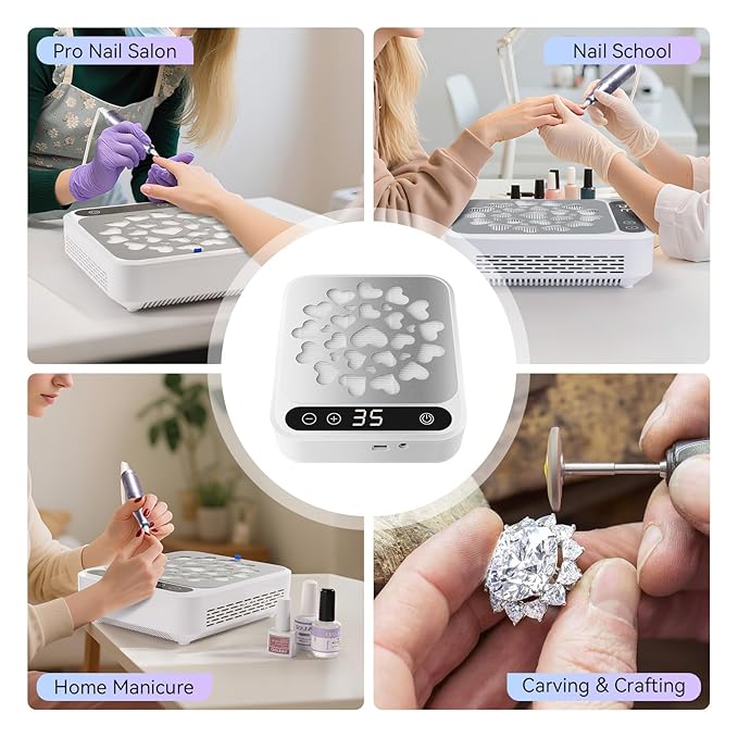 SAVILAND Advanced 4200 RPM Nail Dust Collector: Powerful Suction Nail Fan Dust Collector Touch Screen Display 35 Adjustable Speeds Reusable Filter Nail Collector Tech Must Haves Acrylic Tools & Salon