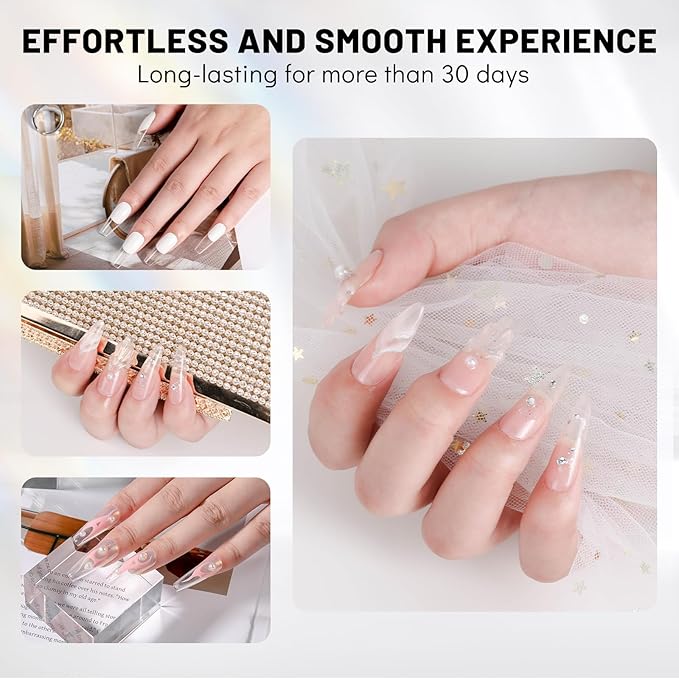 Aokitec Builder Nail Gel, 15ml Clear Gel Builder for Nails 7-in-1 Nail Extension Gel in Bottle Hard Gel for Nail Strengthen & Repair Adheasive Rhinestones Nail Art Design for Nail Salon Home DIY Gift