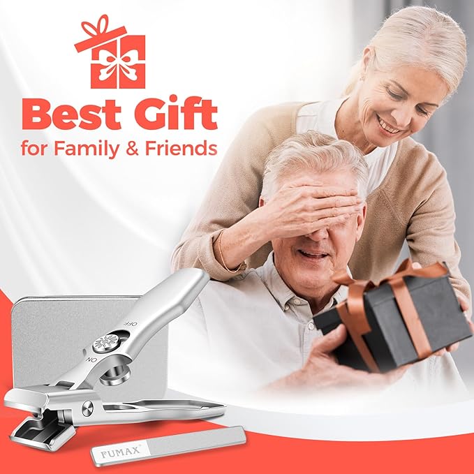 Toenail Clippers for Ingrown Thick Toenails, Large Toe Nail Clippers for Men with Catcher, Heavy Duty Straight Nail Clippers for Seniors with Long Handle & Safety Lock