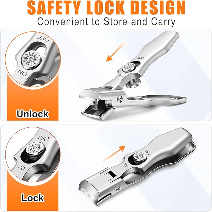 Toenail Clippers for Thick Toenails for Seniors, Heavy Duty Slanted Nail Clippers with Wide Opening, Ingrown Mens Toe Nail Clippers Mess Free Fingernail Clipper with Catcher Gifts for Men Women