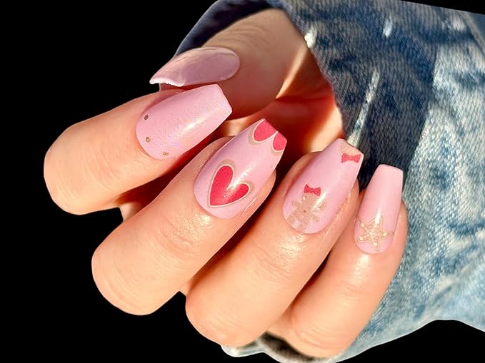 | 20 Exquisite Gel Nail Polish Strips w/Application Accessories - No UV/LED Lamp Required (Holiday | Ginger Bread & Gold)