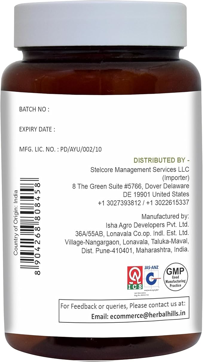 HERBAL HILLS Guggul Capsule with Arjuna Extract 1000mg 120 Count