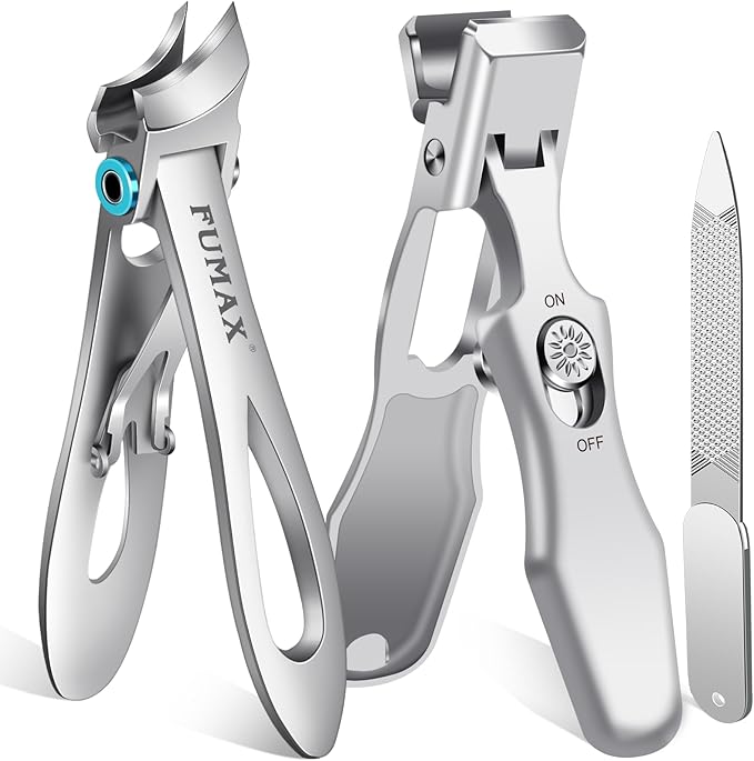 Toenail Clippers for Thick Toenails for Seniors, Heavy Duty Slanted Nail Clippers with Wide Opening, Ingrown Mens Toe Nail Clippers Mess Free Fingernail Clipper with Catcher Gifts for Men Women