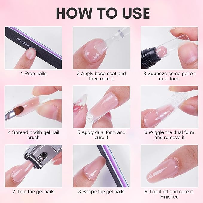 Makartt Poly Nail Gel Hema-Free 50ML Builder, Elegant Colored for Extension Strengthener 3D Diy,Resistent Hard Gel, Large Capacity Manicure Design Home Salon-Mauve Pink
