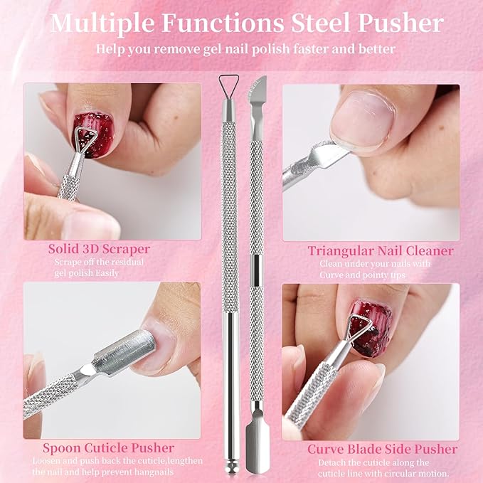 JEWHITENY Gel Nail Polish Remover Set: 2 Bottles of 10ml Nail Polish Remover and two manicure tools,Quickly and Easily Remove Nail Polish Without Soaking or Wrapping professional Gel Remover for Nails