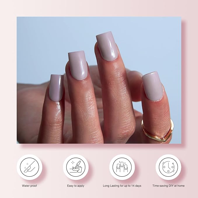 Semi Cured Gel Nail Strips, 20 PCS Gel Nail Stickers Work with UV Light, Salon Quality & Easy to Use - Ivresse