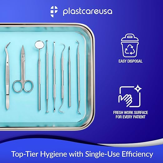PlastCare USA Pink Disposable Tray Liners, Sanitary Covers for Size B Dental, Surgical, Medical Tray, Tattoo Table Station, Aesthetician Supplies, Single Use Paper Sheets 8.5" x 12.25", 1000 Pack