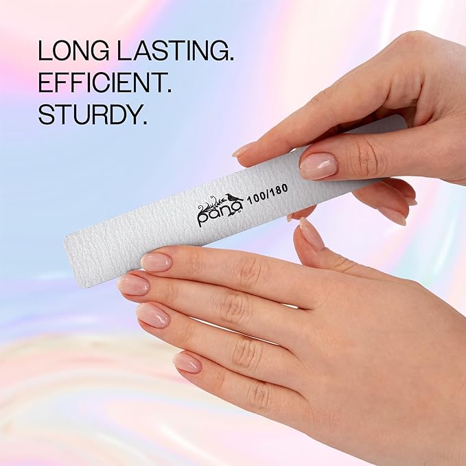 10PCS Jumbo Size PANA Professional Double Sided Nail Files - Zebra, 100/180 Grit - Emery Board Nail Buffering File Manicure Pedicure Nail Polisher Washable