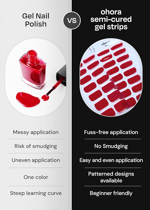ohora Semi Cured Gel Nail Strips (N Seashell Love) - Works with Any Nail Lamps, Salon-Quality, Long Lasting, Easy to Apply & Remove - Includes 2 Prep Pads, Nail File & Wooden Stick