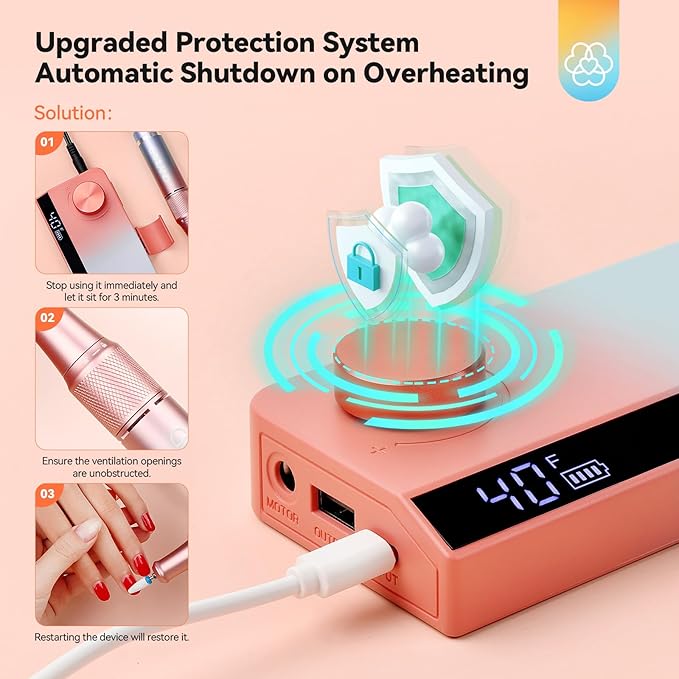 SAVILAND Electric Nail Drill Professional: 40000RPM Upgrad Nail Drill Kit 2025 Beautiful Gradient Sunset Color Scheme Nail D rill Machine Portable Nail File & Buffers Salon Use Manicure Pedicure