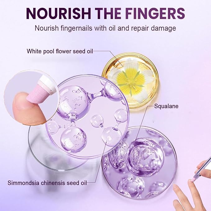 3-in-1 Nail Care Pen, 2025 Upgrade Cuticle Oil Pen for Nails, Ceramic Cuticle Pusher with Oil, Refillable Cuticle Oil Pen, Nail Buffer & Strengthener for Dry, Brittle Nails (Large 3Pcs)