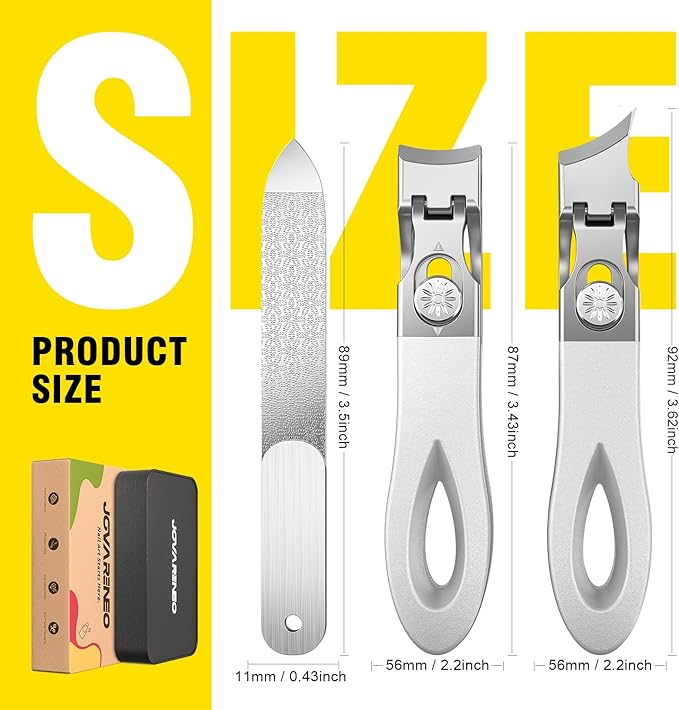 Toenail Clippers for Thick Toenails, Wide Jaw Opening Nail Clippers for Men, Heavy Duty Ingrown Toenail Clippers Nail Cutters, Eagle Beak Slanted Nail Clippers，3-Piece Set with Case