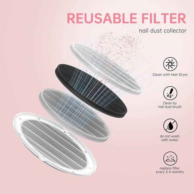 Nail Dust Collector, Cordless Dust Collector Nail Tech, Powerful Vacuum Fan Vent Dust Collector Extractor Dust Suction Machine for Acrylic Nails Polishing, Nail Salon&Home