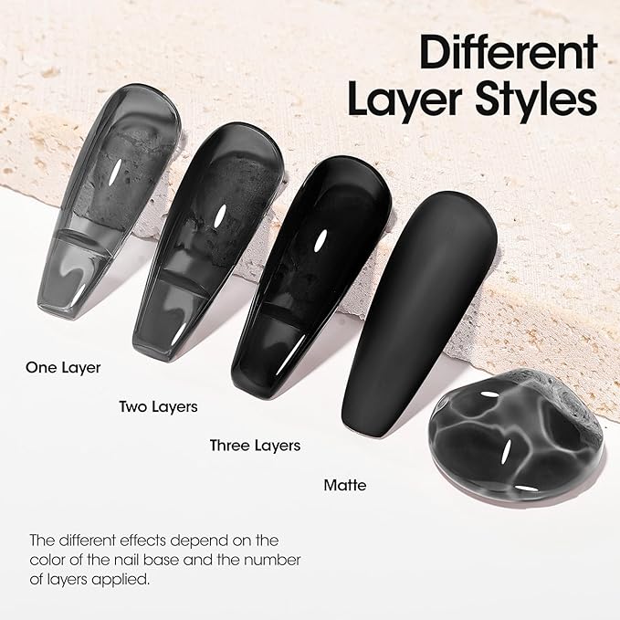 Gellen Black Gel Nail Polish 18ML 1Pc Sheer Classic Black Gel Polish Soak off UV Light Translucent Nail Polish Salon DIY Nail Art Manicure at Home Christmas Gifts, 0.61 Fl Oz