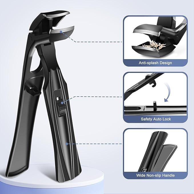 Toenail Clippers for Thick Toenails, Stocking Stuffers 2025 Gifts for Men Women, Angled Head Large Toe Nail Clippers with Wide Jaw Opening, Christmas Xmas Presents Gifts for Adults