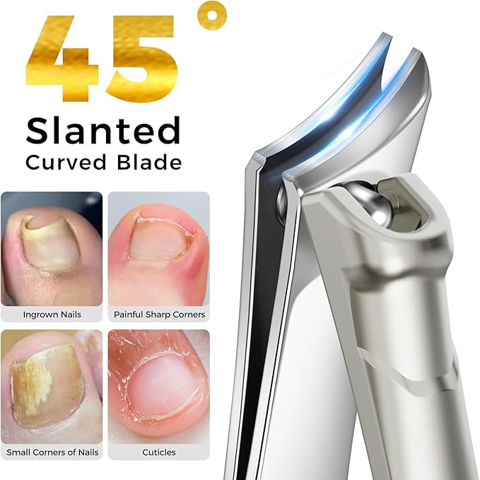 Toenail Clippers for Men Thick Toenails- Stocking Stuffers for Men 2025 Sharp Heavy Duty Toenail Clippers w Wide Opening, 5PCS