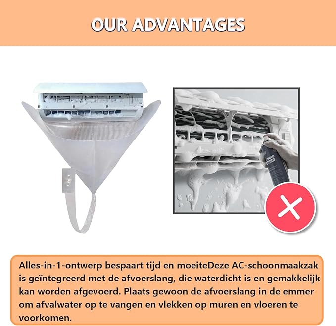 Ac Cleaning Kit, Air Conditioner Cleaning Kit, Ac Cleaning Bag, HVAC Cleaning Kit, Ac Cleaning Cover Bag, Large Size, Integrated Design for Easy Cleaning (White)