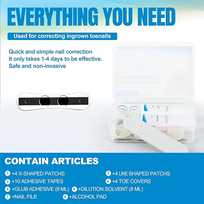 10 Pcs- Ingrown Toenail Treatment Kit with Nickel-Titanium Memory Wire, Professional At-Home Ingrown Toenail Removal kit for All Size Curve Correct, Ingrown Toenail Tools for Quick Relief.