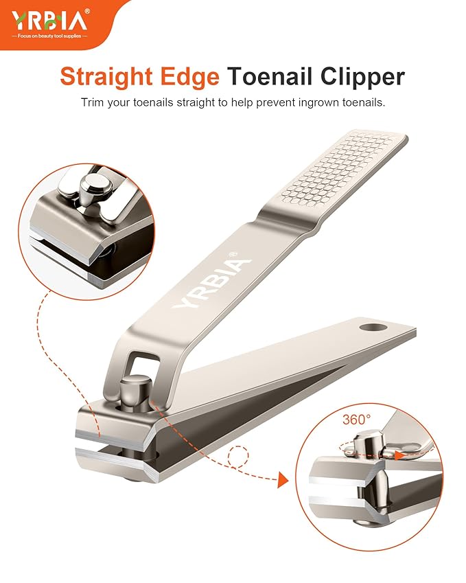 Nail Clippers with Glass Nail File, YRBIA 3 Piece Ultra Sharp Nail Clipper Set, Professional Fingernail & Toenail Clippers Nail Cutter for Men and Women (Champagne)