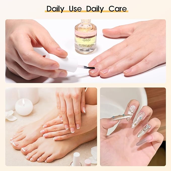 Cuticle Oil, 15ml Cuticle Oil for Nails on Brush with Vitamin E & Rose Oil, Nourishing, Strengthening, Moisturizing, Repairs Dry Cuticles & Damaged Nails, Fast Absorbing Nail Treatment