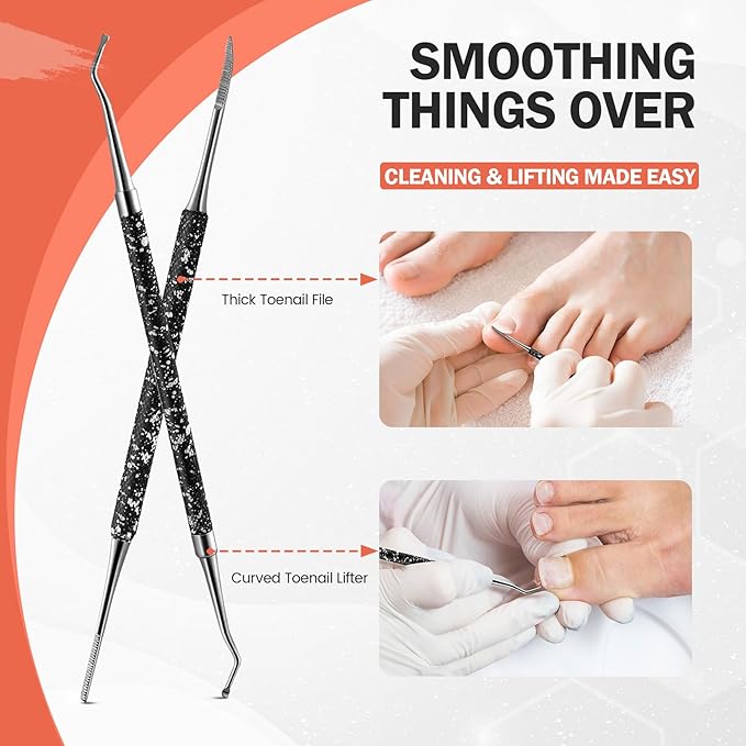 BEZOX Toenail Clippers Kit for Seniors – The Ultimate Solution for Thick & Ingrown Toenails with Curved Head Toe Nails Clippers, Long Handle Toenails Clippers Thick Nails, Nail File & Toenail Lifter