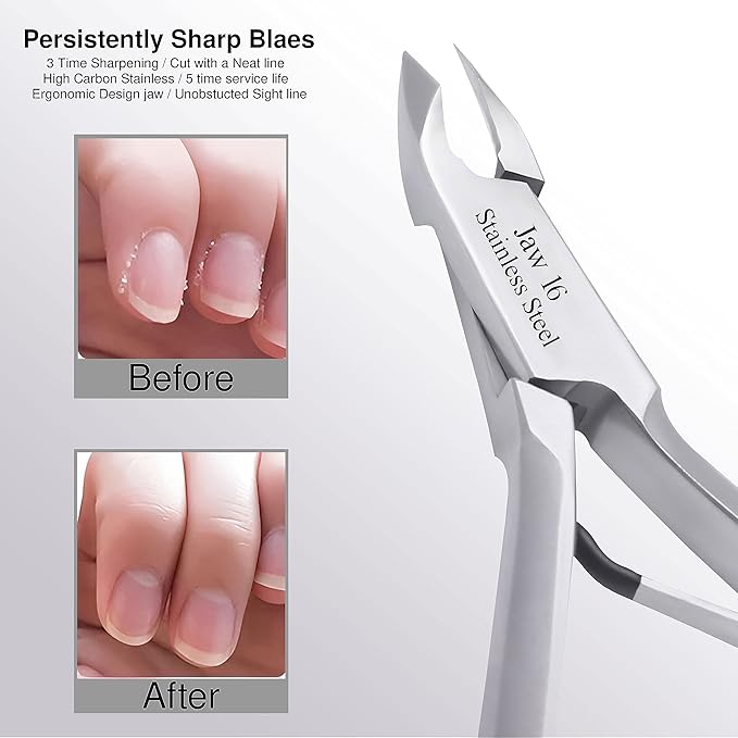 UM Supplies Cuticle Trimmer | Hangnail Remover | Extremely Sharp | Professional Cuticle Nippers | Stainless Steel | Cuticle clippers | Pedicure Manicure Tool I Jaw 16 (6mm)