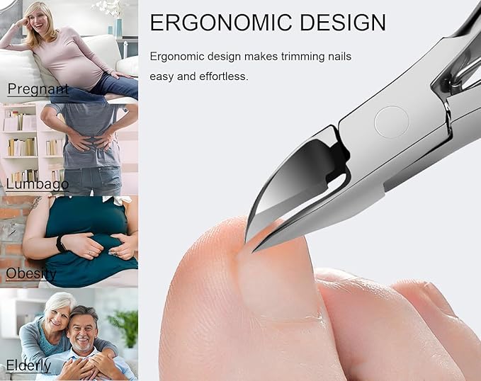 Podiatrist Nail Clippers, Professional Thick & Ingrown Toenail Clippers for Men & Seniors,Pedicure Clippers Toenail Cutters, Super Sharp Curved Blade Grooming Tool