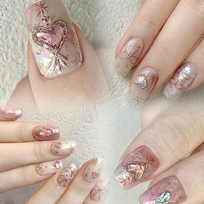Retro Sun Moon Star Nail Art Stickers Baroque Style Nail Design Nail Decals 5D Embossed Self-Adhesive Butterfly Nail Stickers Red Blue Heart Bow Nail Decoration Supplies for Women DIY Manicure -3Pcs