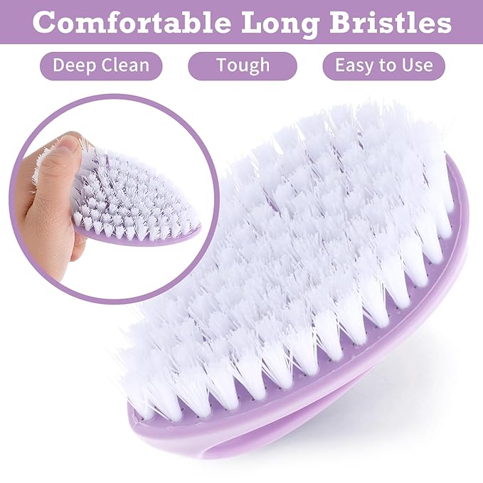 2 Pcs Hand and Nail Brush, Heavy Duty Scrub Clean Brushes with Nylon Bristles for Cleaning Soft Stiff Fingernails Fingers Toes and Nails Men Women(Green, Purple)