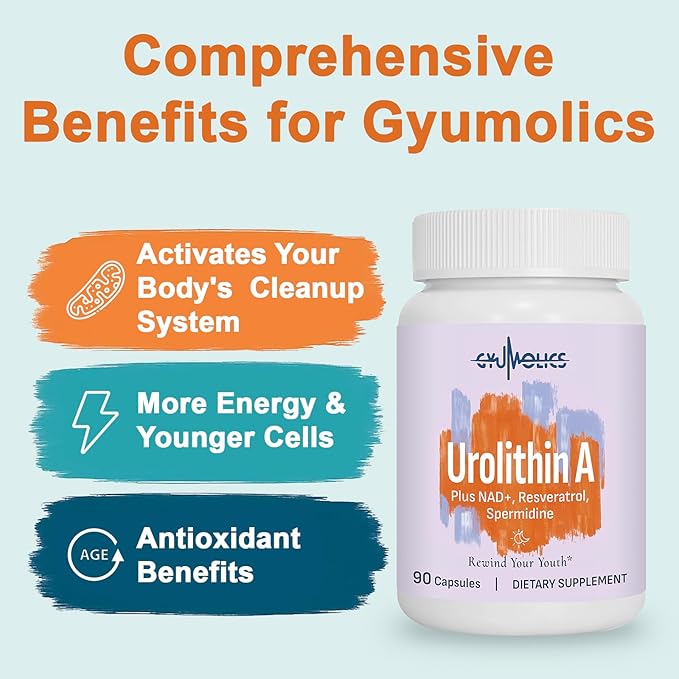 High Dose Urolithin A 1200mg Supplement for Mitochondrial, Cellular Longevity Support for Women & Men, NAD+, Trans-Resveratrol & Spermidine – High Purity & Potency, 90 Capsules